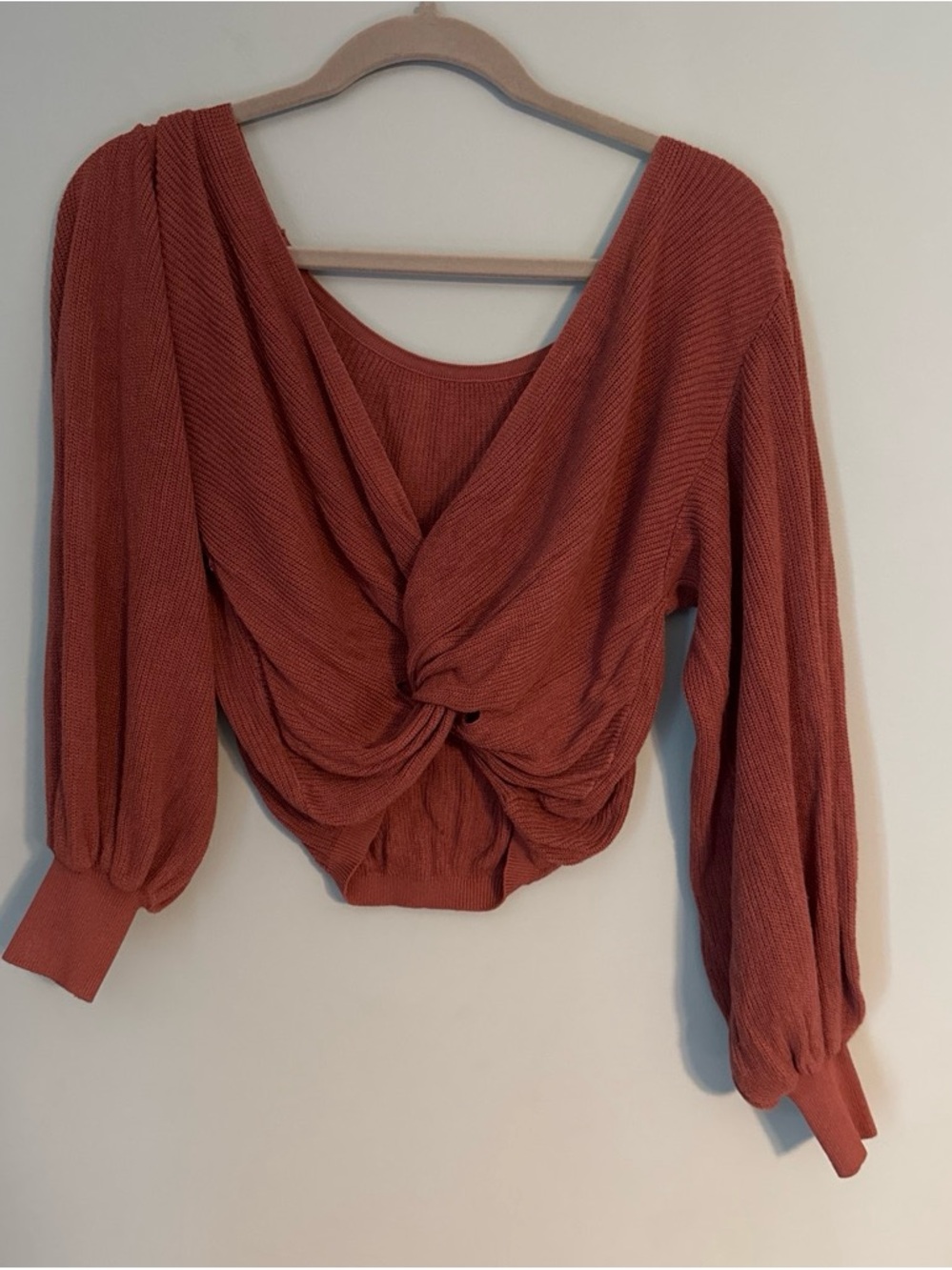 Rusty Pink Twist Front Women's Sweater
